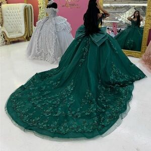 Quincenera dress in emerald green